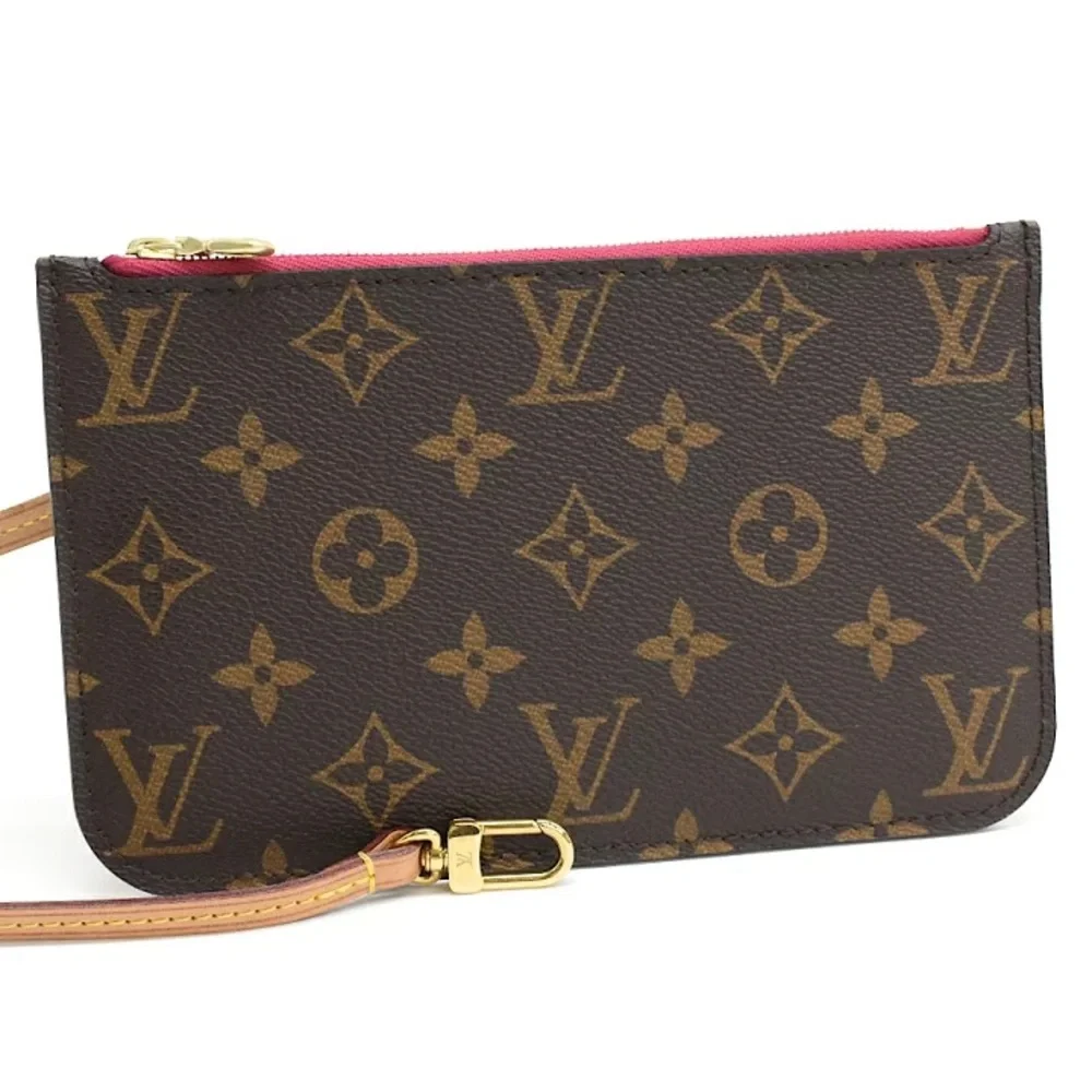 Authentic Louis Vuitton Neverfull PM pink pivone pouch monogram